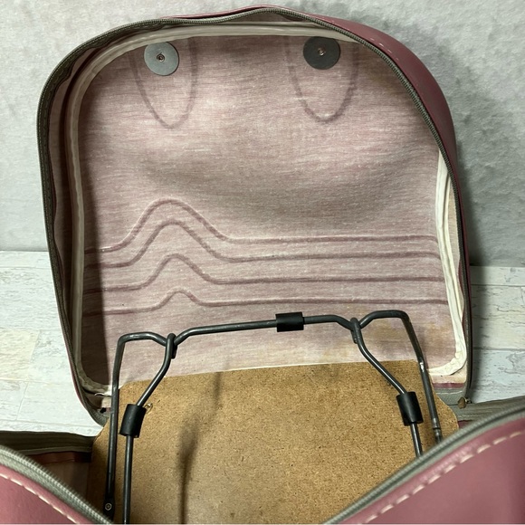 Vtg BRUNSWICK bowling ball bag light pink mauve single ball + rack RETRO-NICE! - Picture 9 of 9